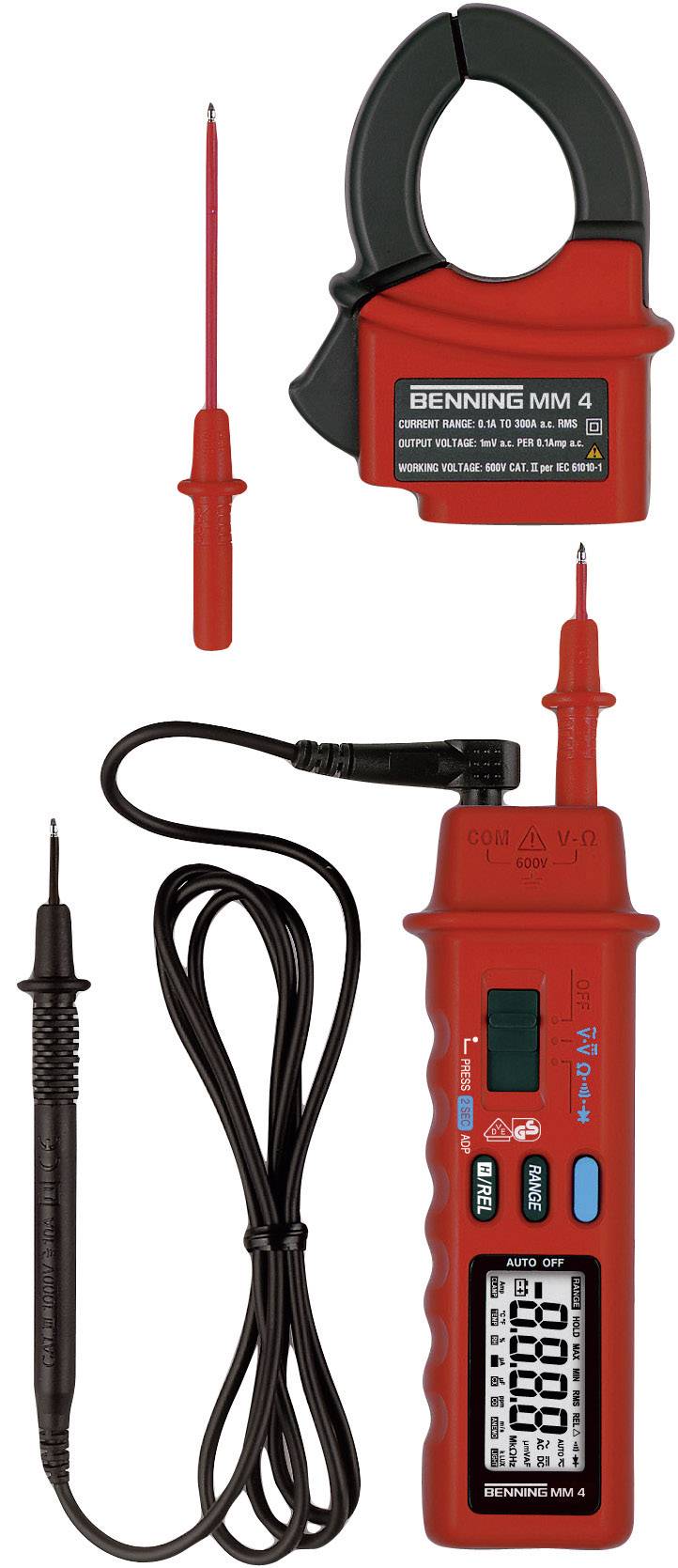 Benning 044073 Hånd-multimeter, Strømtang digital CAT II 600 V, CAT III 300 V Visning (counts): 4200