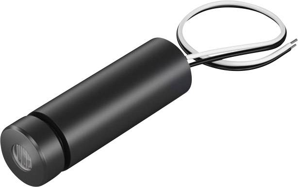 Sort cylindrisk LED-indbygningsspot med to fremstående kabler; egnet til belysningsformål.