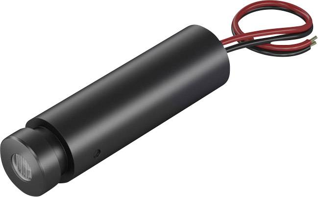 Sort cylindrisk LED-spot med røde og sorte kabler. Bruges primært til belysning i trange eller specifikke områder.