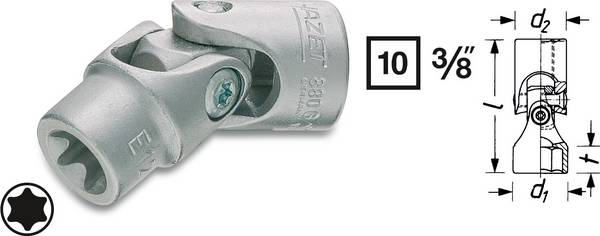 Hazet 880G-E14 Led-topnøgleindsats  3/8" (10 mm)  880G-E14