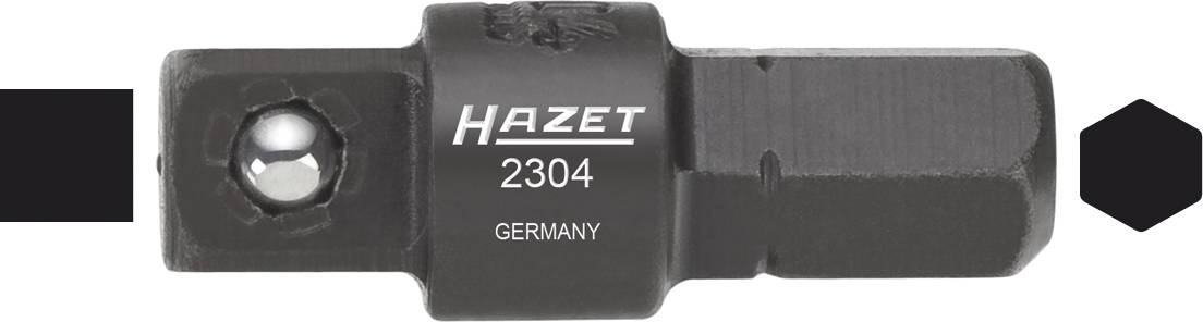 Sort adapterstykke fra mærket 'Hazet', modelnummer 2304, fremstillet i Tyskland.