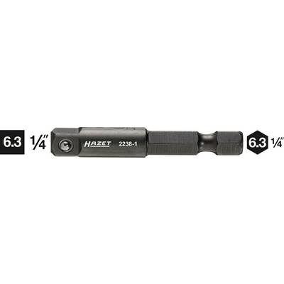 Adapter 'HAZET 2228-1', Sekskant, Størrelse: 6,3 mm (1/4 tomme), sort, Venstre: 6,3 mm (1/4 tomme) tegn.