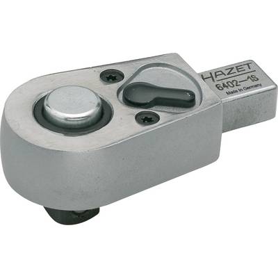 Metalskraldenøgle med grå farve og sort håndtag. Gravering: 'HAZET 6402-1S Made in Germany'.