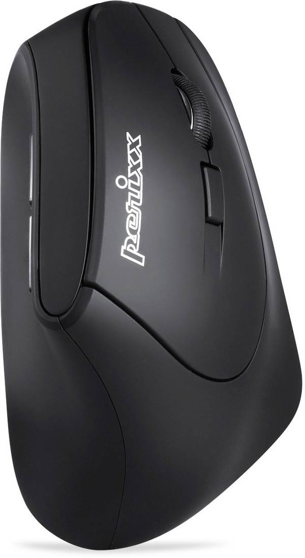 Perixx Perimice-715 II  Ergonomisk mus Trådløs   Optisk Sort 5 Knapper 2000 dpi Ergonomisk korrekt
