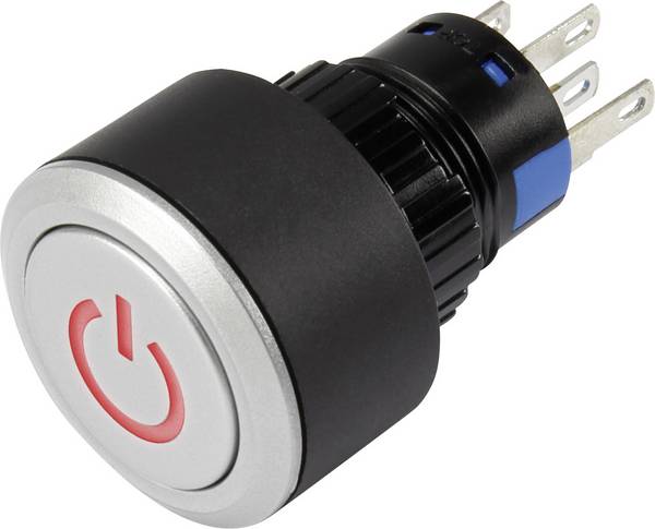 TRU COMPONENTS  1303029  LAS1-AWY-11T/R/12V/P  Trykknap  250 V/AC  3 A  1 x Off/(On)  Tastende  Rød    IP65  1 stk