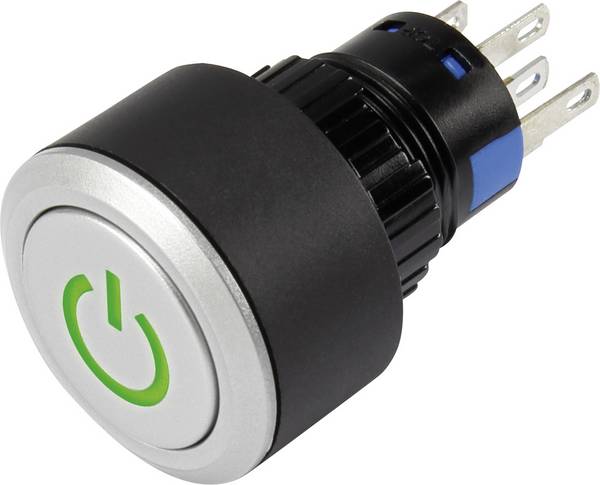 TRU COMPONENTS  1303030  LAS1-AWY-11T/G/12V/P  Trykknap  250 V/AC  3 A  1 x Off/(On)  Tastende  Grøn    IP65  1 stk