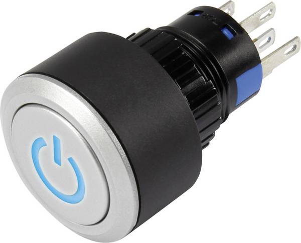 TRU COMPONENTS  1303031  LAS1-AWY-11T/B/12V/P  Trykknap  250 V/AC  3 A  1 x Off/(On)  Tastende  Blå    IP65  1 stk
