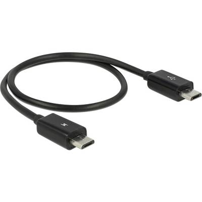 Delock USB-kabel USB 2.0 USB-micro-B-hanstik, USB-micro-B-hanstik 0.30 m Sort med OTG-funktion 83570