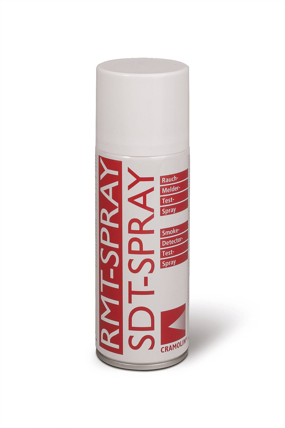 Spraydåse med påskriften 'RMT-Spray SDT-Spray', egnet til test af røgdetektorer.