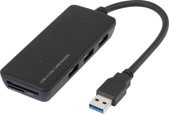 Renkforce 3 porte USB-hub med indbygget SD-kortlæser Sort
