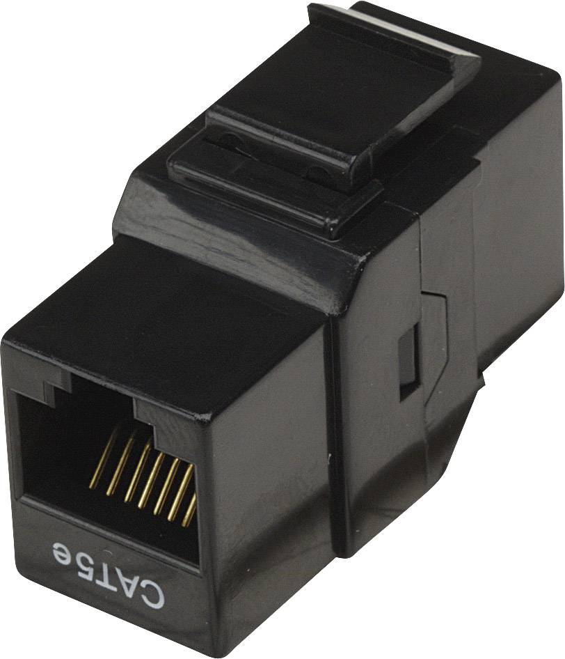 Sort Cat6-Ethernet-Keystone-modulstik med åben tilslutning.