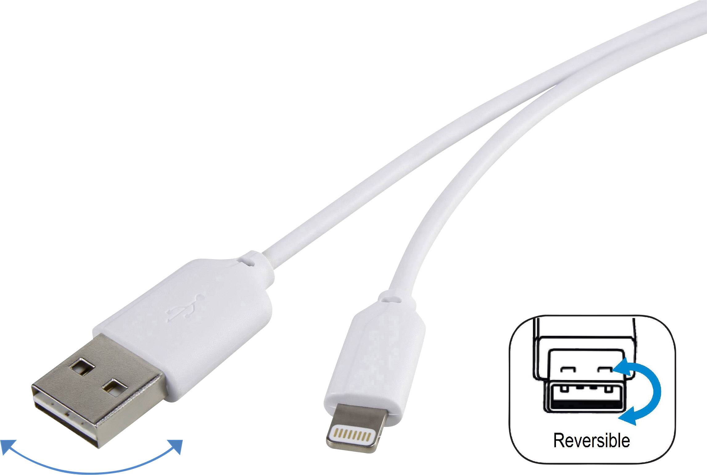 Renkforce Apple iPad/iPhone/iPod Tilslutningskabel [1x USB stik A - Lightning-stik] 1.00 m Hvid | Conradelektronik.dk