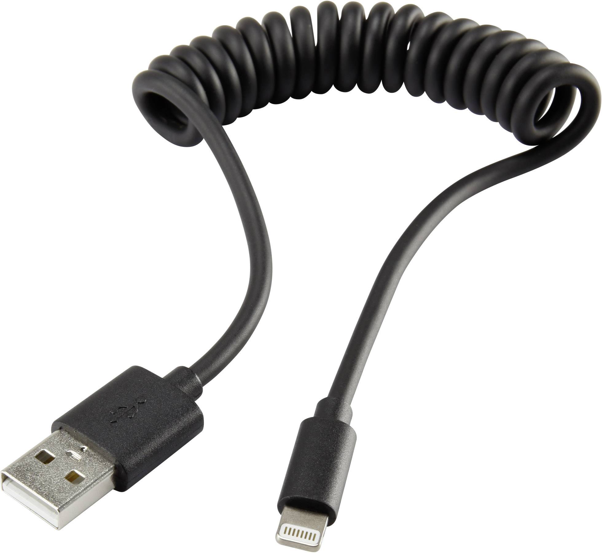 Hjemland Andre steder boksning Renkforce USB-kabel USB 2.0 USB-A-hanstik, Apple Lightning-stik 0.95 m Sort  Spiralkabel RF-4087422 | Conradelektronik.dk