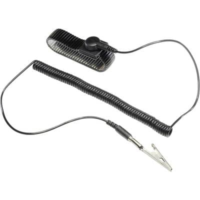 TRU COMPONENTS WristME-SÆT-10-183-K ESD-håndledsbånd Sort inkl. jordkabel Trykknap 10 mm, Krokodilleklemme
