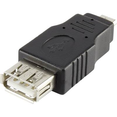 En sort USB-adapter med et USB-A-stik på den ene side og et Micro-USB-stik på den anden side.