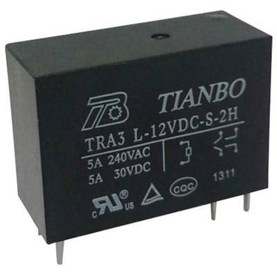 Tianbo Electronics TRA3 L-12VDC-S-2H Printrelæ 12 V/DC 8 A 2 x sluttekontakt 1 stk 