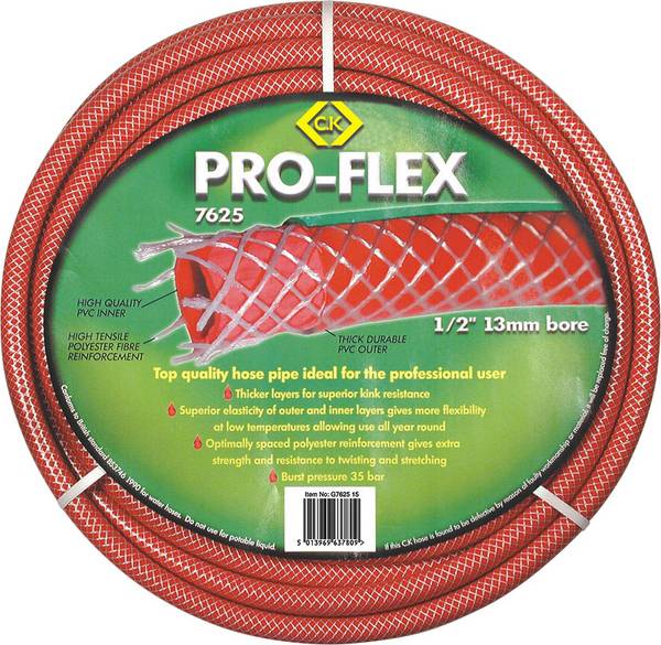 C.K G762550 Pro-Flex Haveslange Indv. slangediameter=13 mm 50 m 1/2 tomme 1 stk Rød