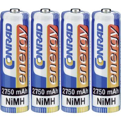 Conrad energy HR06 Genopladeligt AA-batteri  NiMH 2750 mAh 1.2 V 4 stk