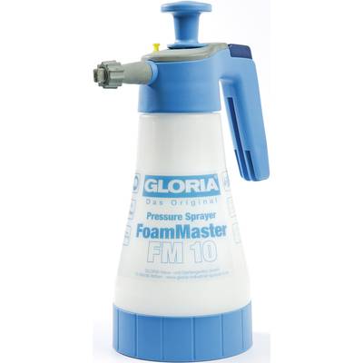 Tryksprøjte model 'FoamMaster FM 10' med blåt håndtag og sprøjtespids, egnet til rengørings- eller havearbejde.
