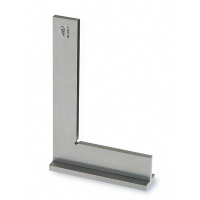 Stålvinkel med målangivelser til præcis måling og opretning, perfekt til håndværk og byggeri. L-formet med retvinklet design.