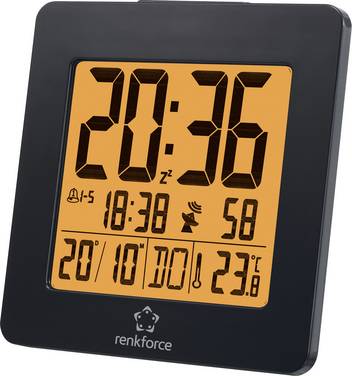 Renkforce  1383425  Radio  Vækkeur  Sort  Alarmtider 2