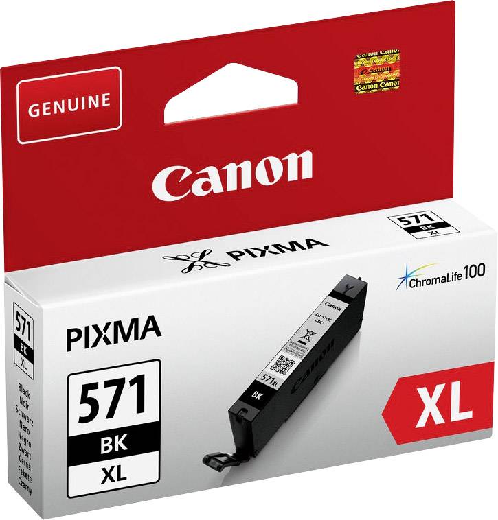 Canon 'PIXMA 571 BK XL' blækpatron i originalemballage. Reducerer omkostninger og øger udskriftsvolumen.