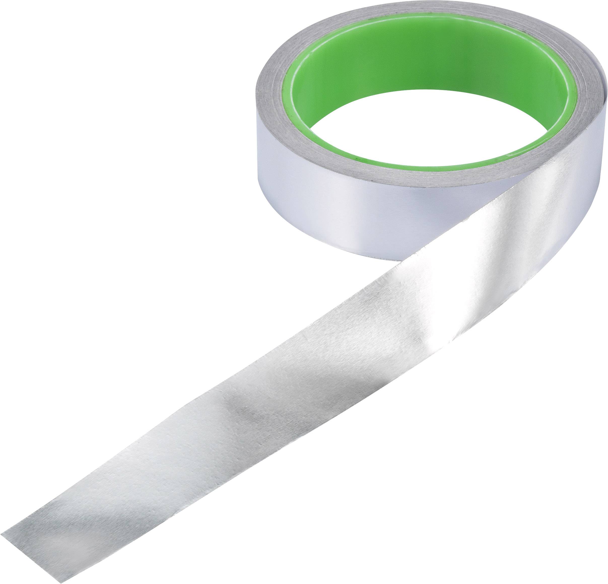 Sølvfarvet tape med grøn indvendig side, delvist rullet ud.