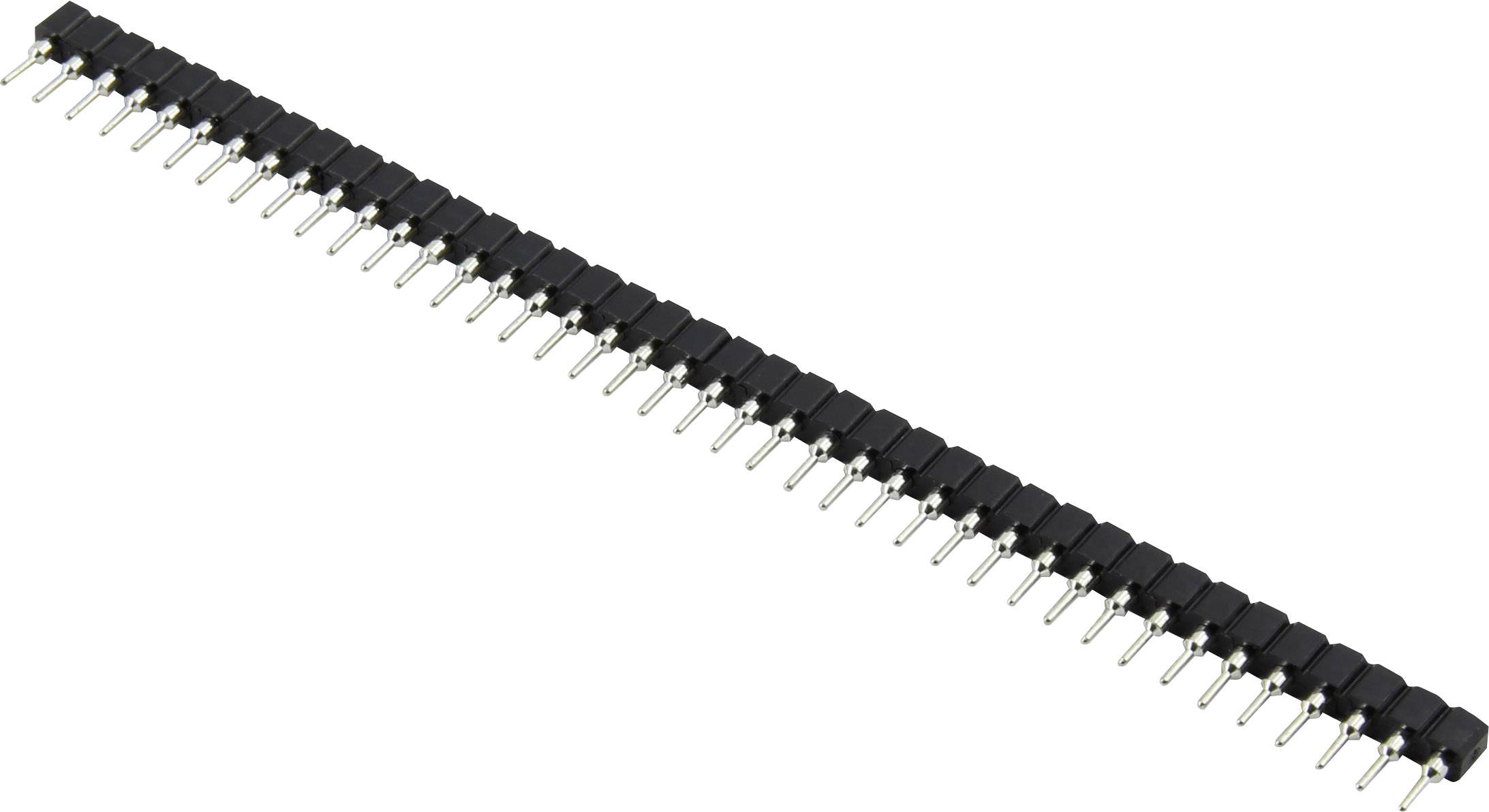 En ret stiftliste-stik med flere jævnt fordelte metalstifter, der bruges til elektroniske forbindelser.