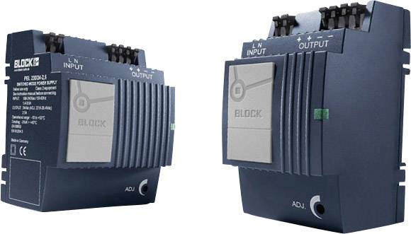To elektroniske blå enheder med påskrifterne 'INPUT' og 'OUTPUT', sandsynligvis til strømregulering.