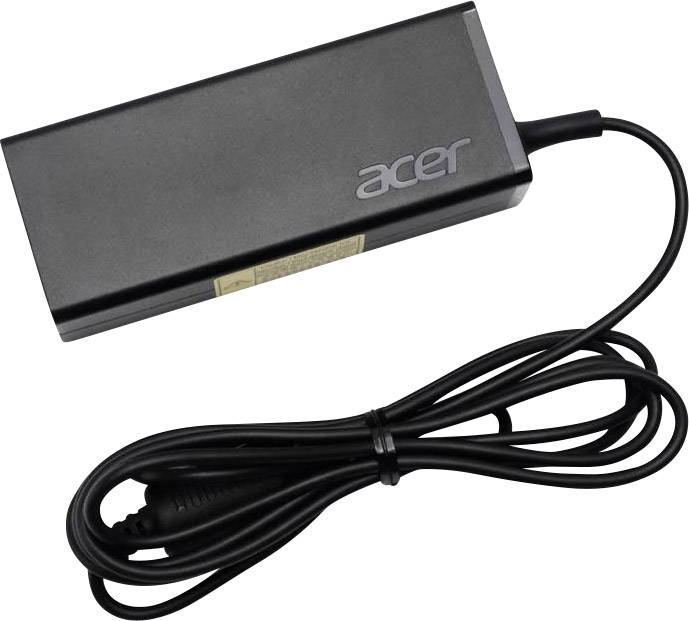 Sort oplader med påskriften 'acer' på en lang ledning.