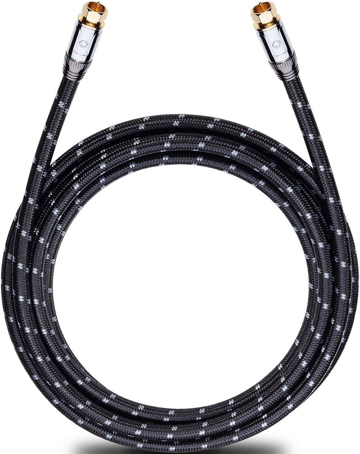 Oehlbach Antenner, SAT Tilslutningskabel [1x F-stik - 1x F-stik] 125 dB forgyldte stik, sleeved Sort, Grå