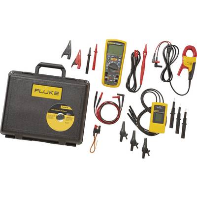 Multimeter-sæt med kuffert, måleudstyr, CD, kabler og tilbehør fra mærket Fluke. Til elektriske målinger og diagnosticering.