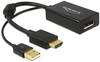 Delock 62667 HDMI / DisplayPort Adapter [1x HDMI-stik - 1x DisplayPort-bøsning] Sort forgyldte stik, med ferritkerne 25.00 cm