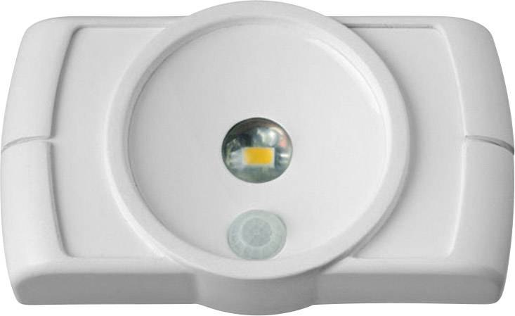 En hvid loft-bevægelsessensor med LED-lys til registrering af bevægelser i rum til automatisk belysningsstyring.