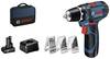 Bosch Professional GSR 12V-15 0615990G6L Batteri boremaskine 12 V 2 Ah, 4 Ah Litium inkl. ekstra batteri, Inkl. oplader, inkl. tilbehør, Taske