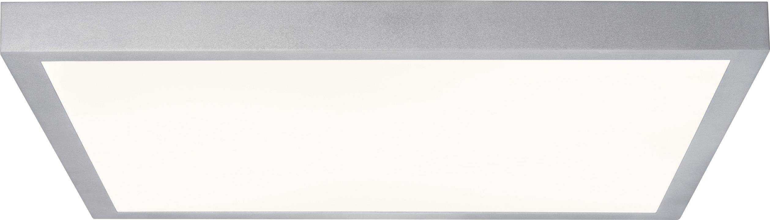 Et rektangulært, moderne loftpanel med mat ramme, der udsender ensartet, klart lys. Velegnet til indendørs brug.