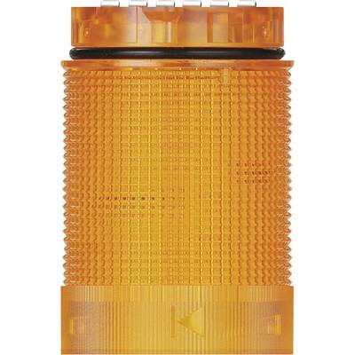 Et orange, riflet advarselslys med en pil nedad angiver en retning. Det bruges ofte til sikkerhedssignaler.