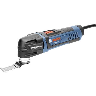 Et elektrisk multiværktøj fra Bosch med et udskifteligt blad, velegnet til forskellige gør-det-selv-opgaver.