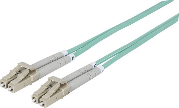 Intellinet 750868 Glasfiber Lyslederkabel Tilslutningskabel 1.00 m Turkis [1x LC-stik - 1x LC-stik] 50/125 µ Multimode OM3