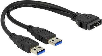 Delock USB [2x USB 3.2 Gen 1 stik A (USB 3.0) - 1x USB 3.2 1 stik intern 19-pol. (USB 3.0)] 83910 | Conradelektronik.dk
