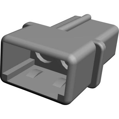 Sort-hvid 3D-fremstilling af en elektrisk stikforbinder i rektangulær form med to stikpladser indvendigt.