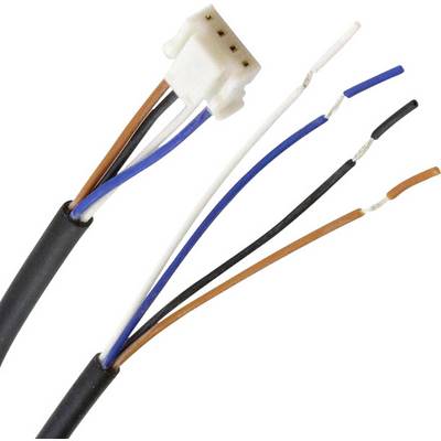 Flerledet kabel med blottede ender og plastikstik, egnet til elektriske forbindelser eller reparationer.