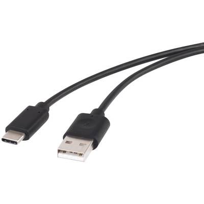 Renkforce USB-kabel USB 2.0 USB-A-hanstik, USB-C® stik 1.00 m Sort forgyldte stik RF-4288947