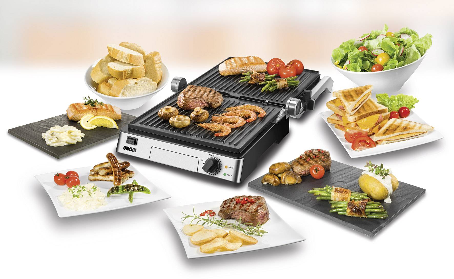 Unold ContactGrill Steak Bord Kontaktgrill Sort, Rustfrit stål