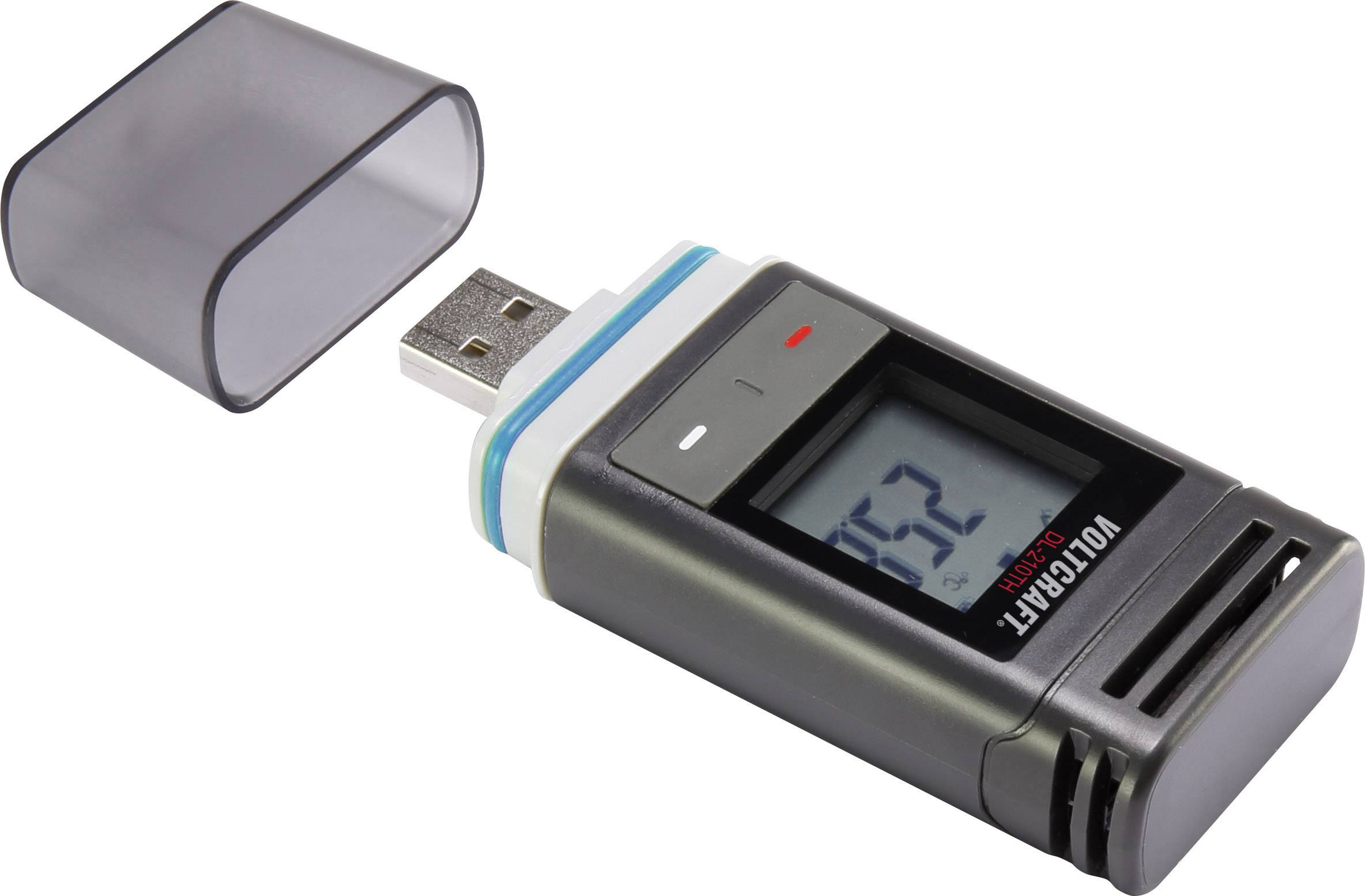 En USB-datalogger til temperaturovervågning, med afmonteret beskyttelseslåg. Viser tallet '52' på displayet.