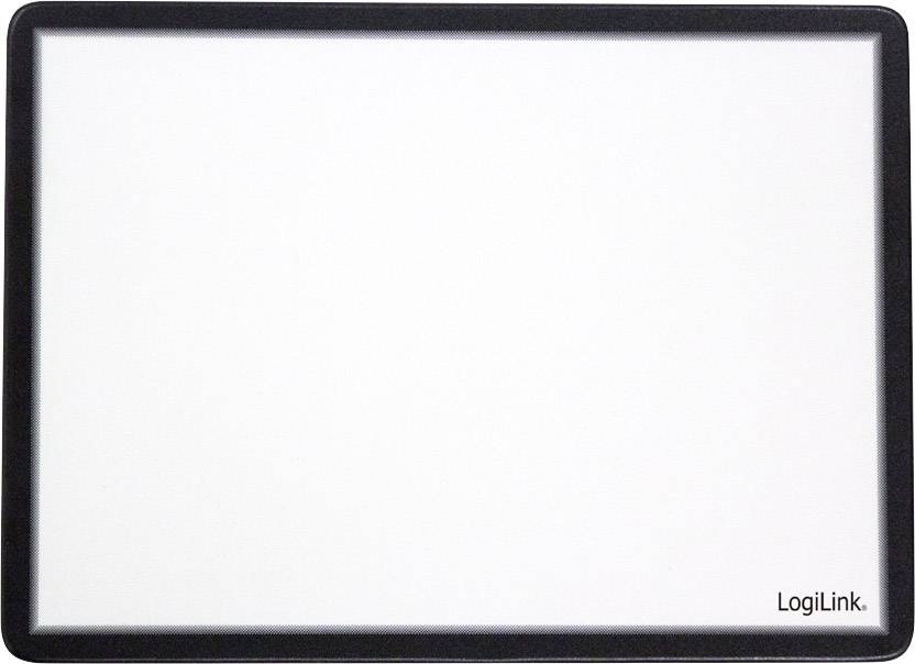 Hvid musemåtte-overflade med sort kant, logoet for 'LogiLink' ses nederst til højre.