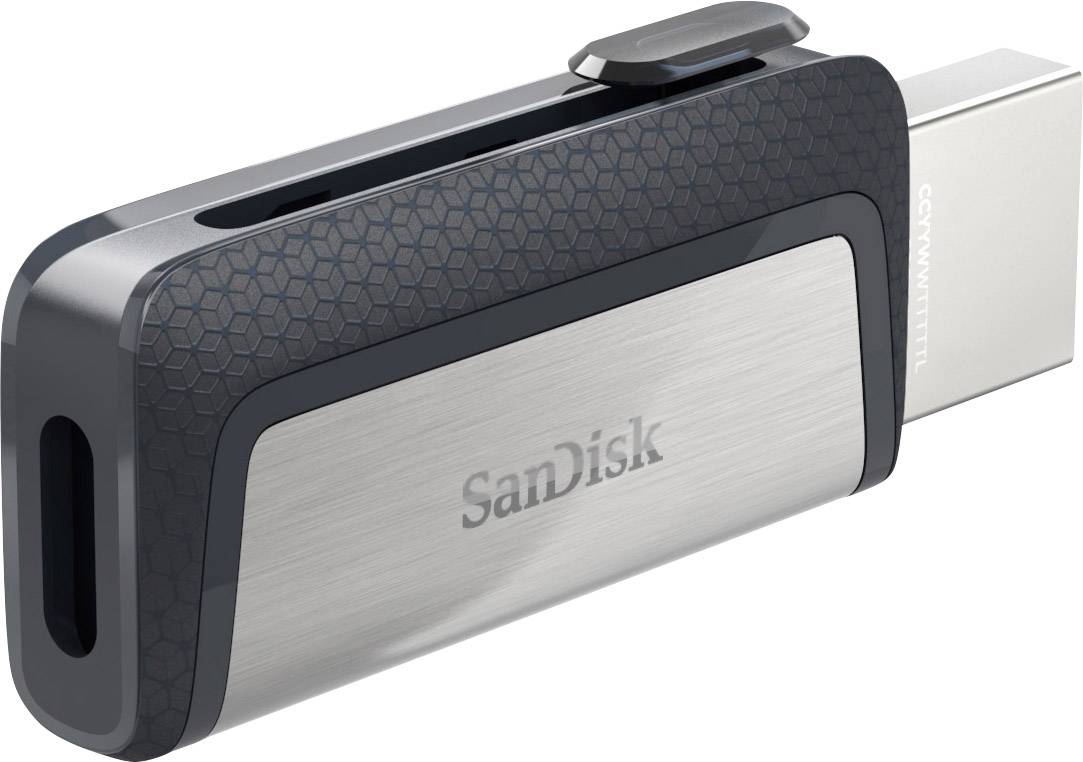 En USB-stick fra SanDisk med metalkappe og skydemekanisme, velegnet til lagring og transport af digitale data.