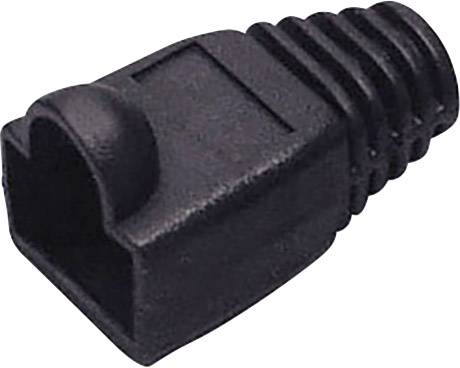 Sort RJ45-dækkappe af plast, som beskytter stikforbindelsen og øger kabelets levetid.