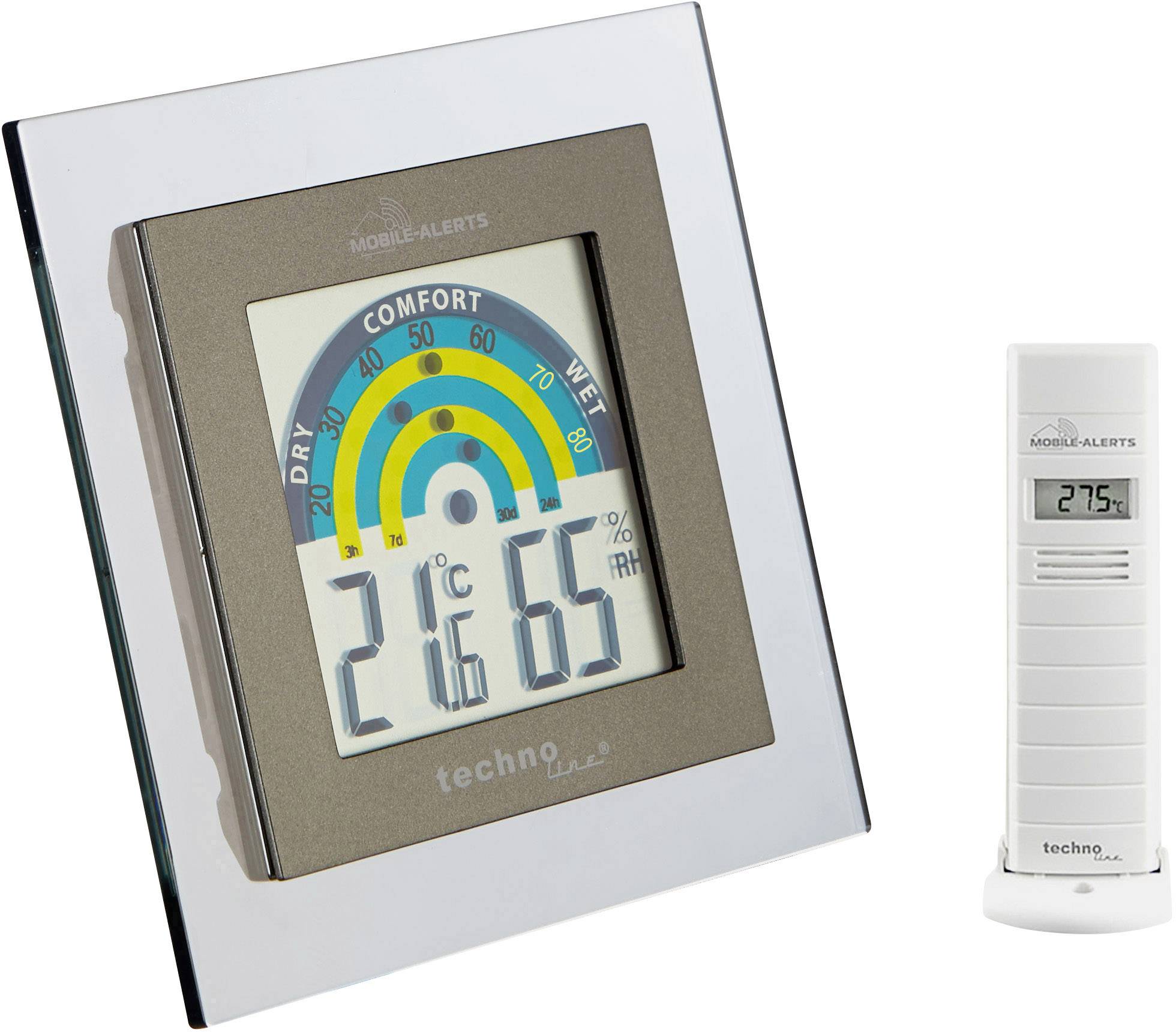 Techno Line MA10260 Mobile Alerts WiFi-vejrstation Sølv, Transparent, Hvid