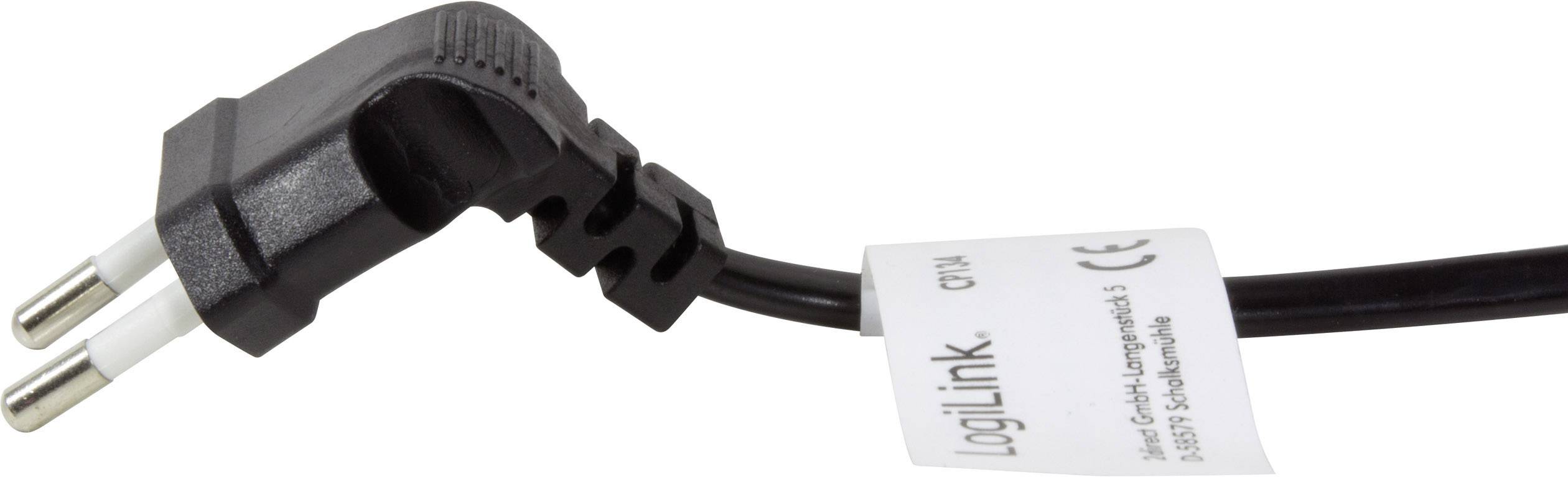 En eurostik med et sort kabel, hvorpå der er påsat et mærkat med påskriften 'LogiLink'.